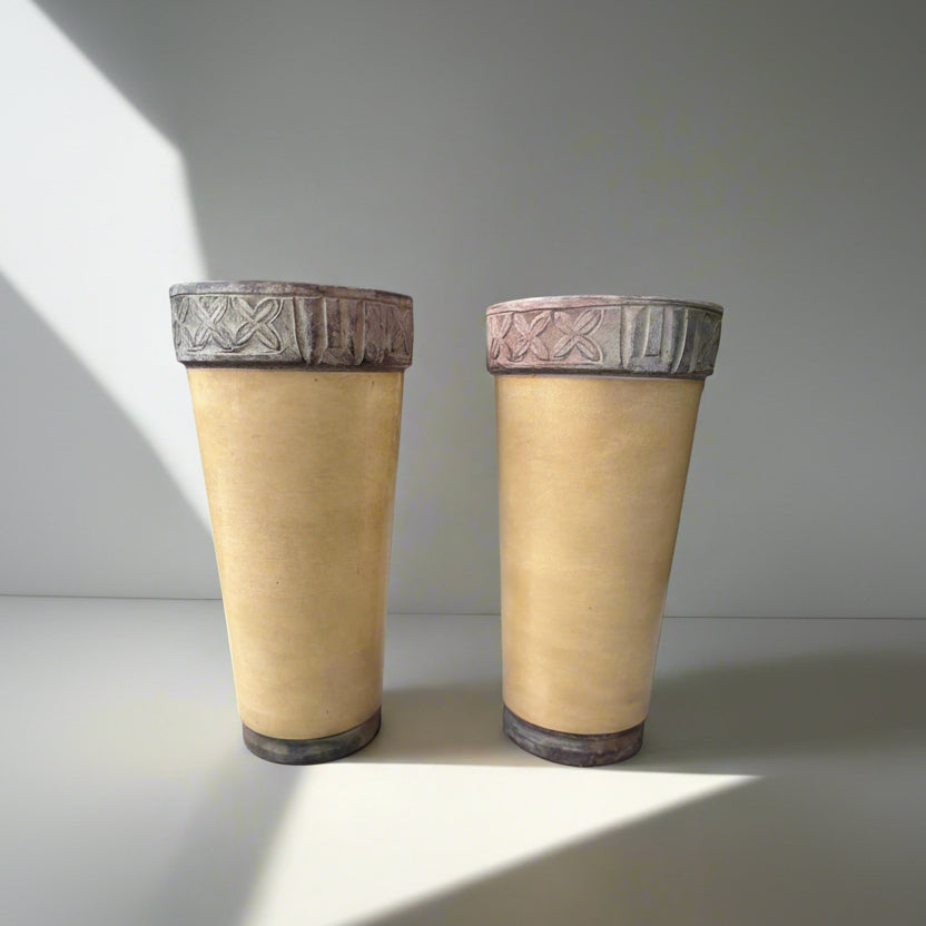 Сет от 2 антикварни керамични вази (Set of 2 Vintage Ceramic Vases) - Ръчна изработка - Front View