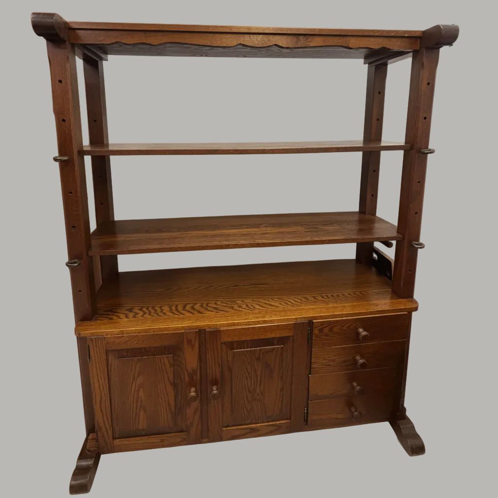 МАСИВЕН ДЪБОВ ШКАФ / БИБЛИОТЕКА С РЕГУЛЕРУЕМИ РАФТОВЕ