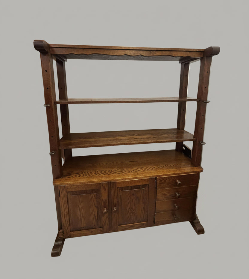 МАСИВЕН ДЪБОВ ШКАФ / БИБЛИОТЕКА С РЕГУЛЕРУЕМИ РАФТОВЕ