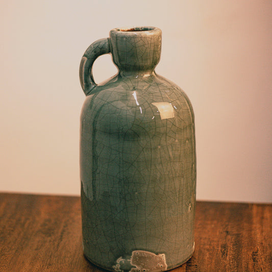 Декоративна керамична кана с напукана глазура (Crackle Glaze Decorative Ceramic Pitcher) – Рустикален стил – Front View