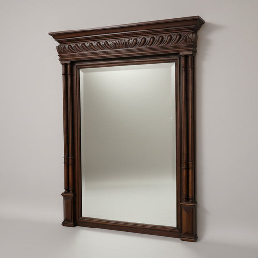 Антикварно дъбово огледало в стил Анри II (Antique Henry II Style Oak Mirror) - Френски неоренесанс - Perspective View
