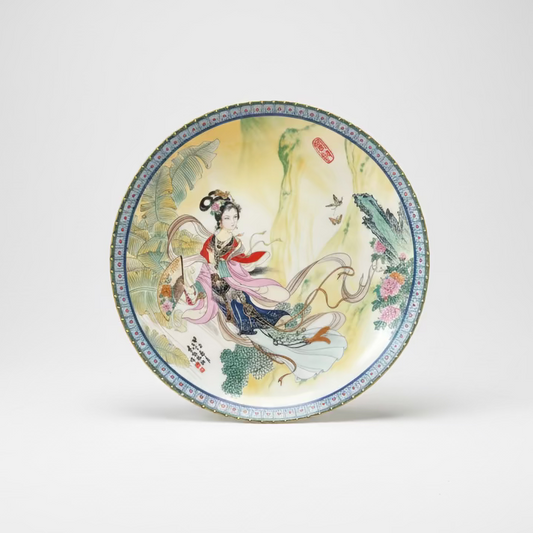 Колекционерска порцеланова чиния "Pao Chai" (Imperial Jingdezhen Porcelain Plate) - Дизайн Zhao Huimin 1985 - Front View