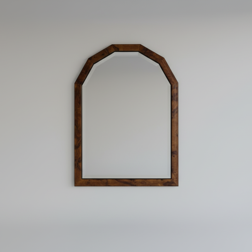 Осмоъгълно винтидж огледало от масивен махагон (Octagon Solid Mahogany Vintage Mirror) - 60-те години - Studio Front View