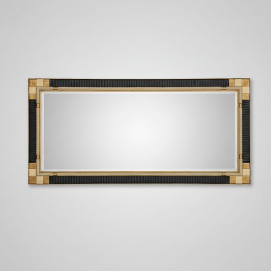 Голямо салонно огледало Арт Деко 180 см (Large Art Deco Wall Mirror 180cm) - Двуцветна дървена рамка - Front View