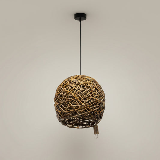 Огромна висяща лампа от ратан 140 см (Oversized Rattan Pendant Light) - Холандски дизайн - Full View