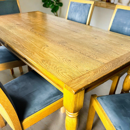 DINING SET TABLE AND NUBUCK CHAIRS