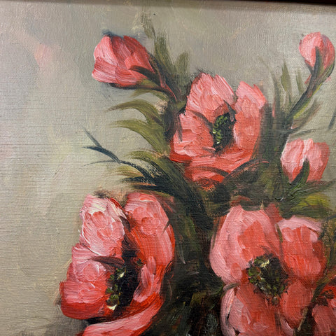 Детайл от маслени мазки тип импасто (Impasto Oil Paint Texture Detail) - Ръчно рисувани червени макове