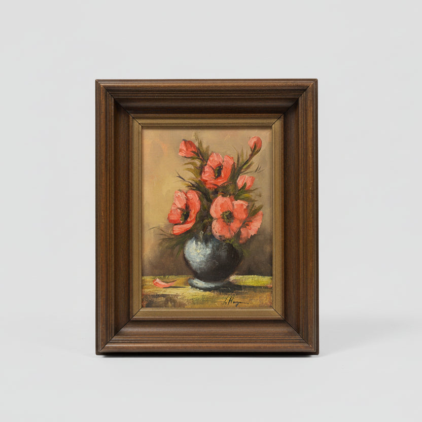 Оригинален натюрморт с макове (Original Oil Painting Still Life with Poppies) - 1940-те години - Front View