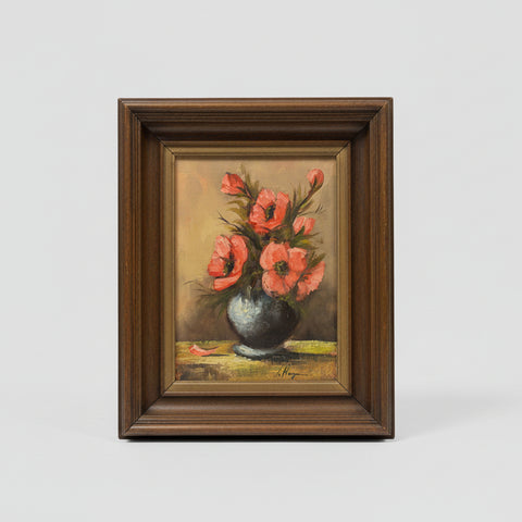 Оригинален натюрморт с макове (Original Oil Painting Still Life with Poppies) - 1940-те години - Front View