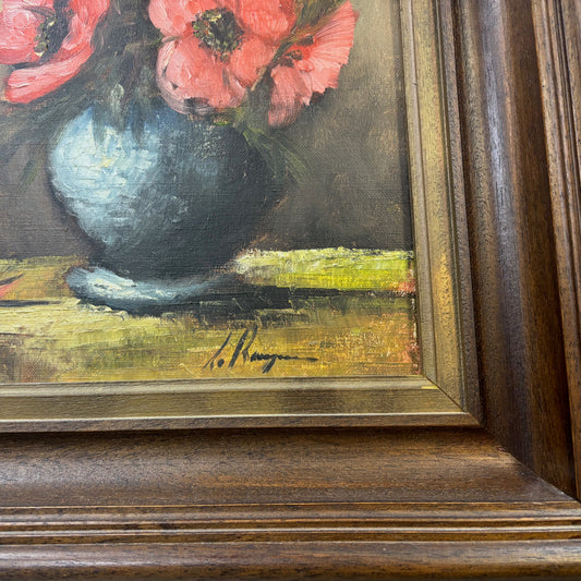 Подпис на художника върху маслено платно (Artist Signature on Antique Oil Painting) - Автентична живопис от 40-те