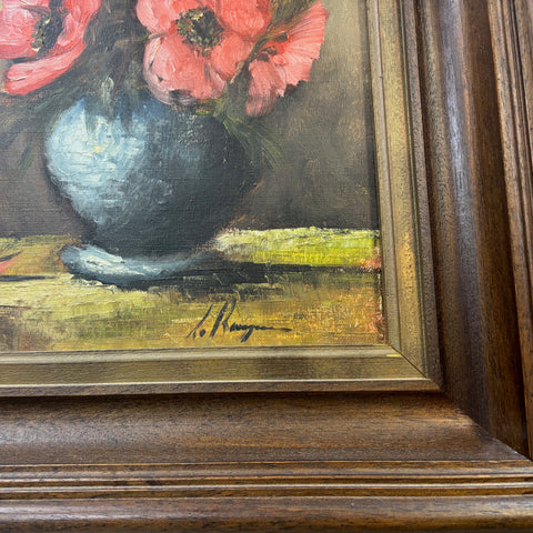 Подпис на художника върху маслено платно (Artist Signature on Antique Oil Painting) - Автентична живопис от 40-те