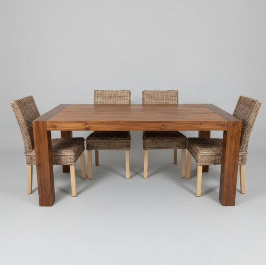 Масивна дървена маса със столове за трапезария (Solid Wood Table with Dining Chairs) - Farmhouse Style Setup