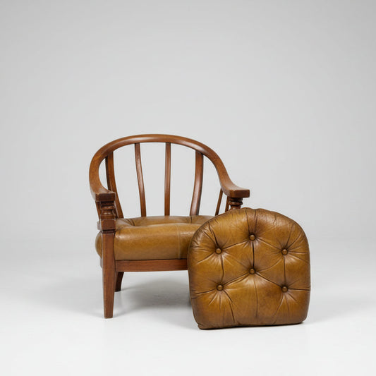 Вътрешна конструкция на винтидж фотьойл (Vintage Armchair Interior Structure) - Дъбова рамка - No Cushion View