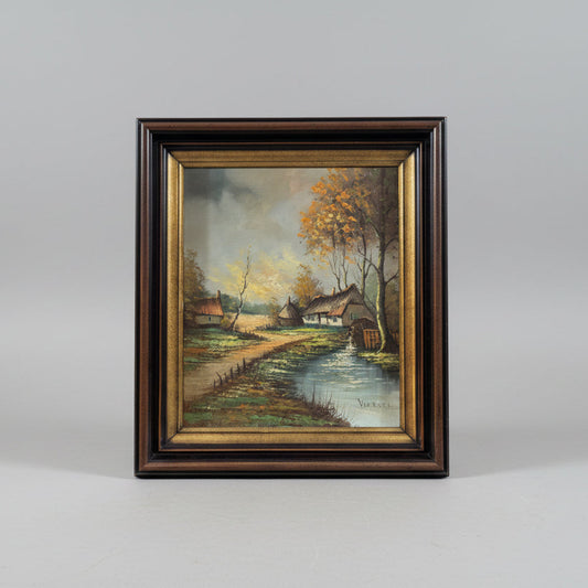 Романтичен пейзаж с воденица от художника Вербист (Verbist Watermill Oil Painting) - Фламандски стил - Front View