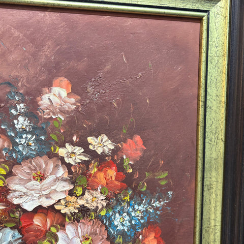 Детайл на флорална композиция и светлосянка (Chiaroscuro Floral Detail) - Маслени бои върху платно - Close-up