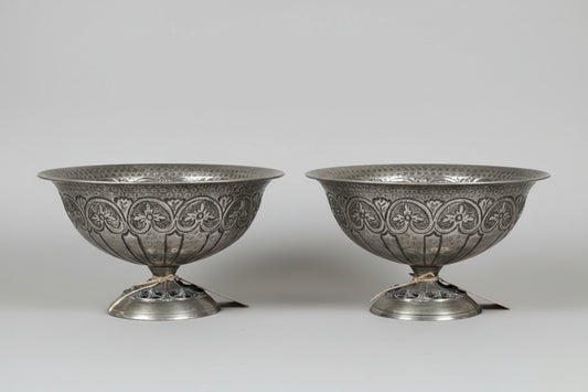 Декоративни месингови купи със сребърно покритие (Silver Plated Brass Bowls) - Moradabad India - Front View