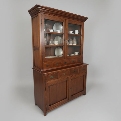 Винтидж витрина от масивно дърво (Vintage Dutch Rustic Display Cabinet) - 212 cm Height - Front View