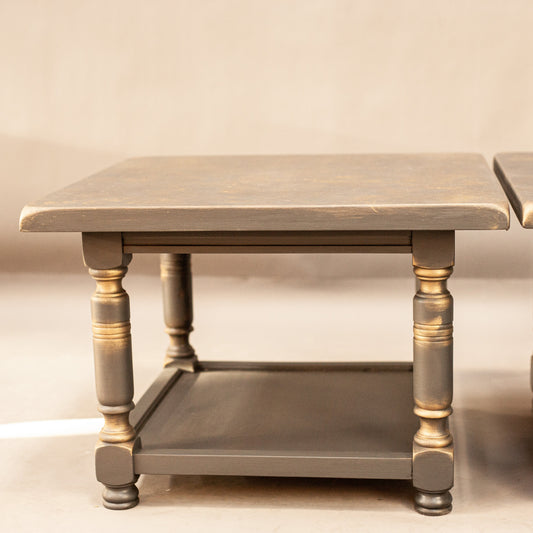 Квадратна помощна масичка от масивно дърво (Square Solid Wood Side Table) – Луксозен мраморен ефект – Single Product Shot