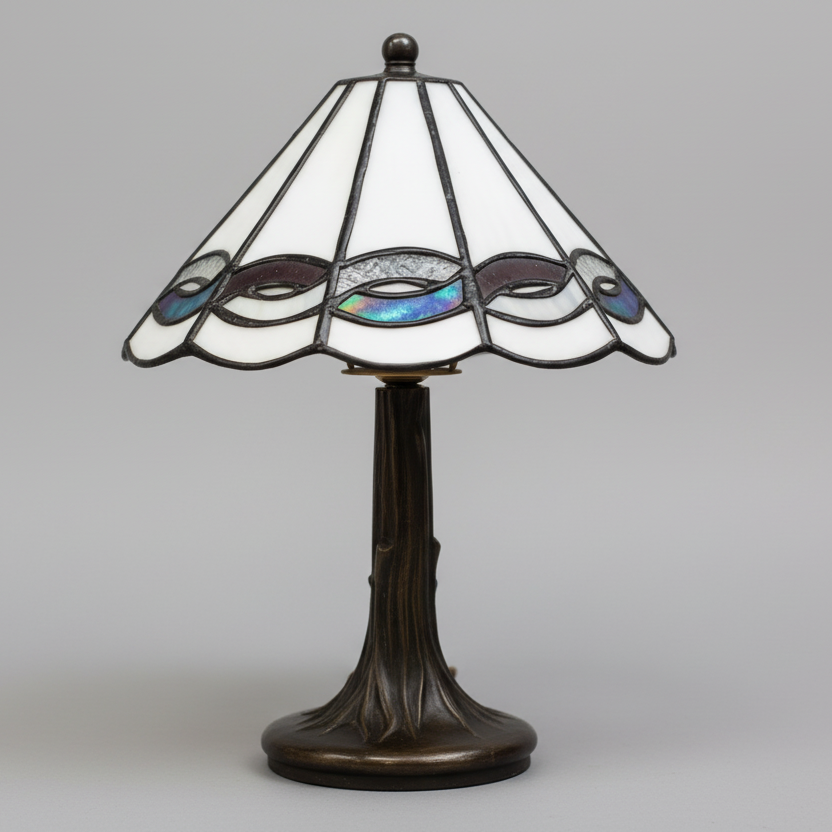Класическа настолна лампа Тифани за кът за четене (Classic Tiffany Accent Lamp for Library or Bedside) – Височина 32 см – Full View