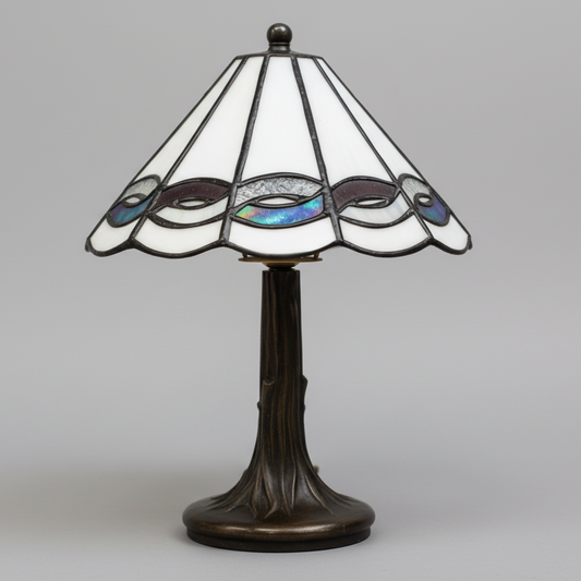 Класическа настолна лампа Тифани за кът за четене (Classic Tiffany Accent Lamp for Library or Bedside) – Височина 32 см – Full View