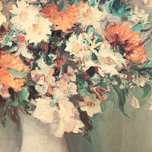 Детайл на импресионистични мазки и цветове (Detail of Impressionist Brushstrokes and Floral Colors) – Марсел Диф – Close-up Shot
