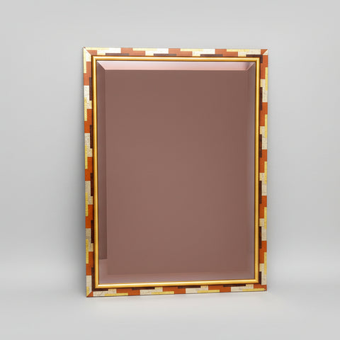 Голямо стенно огледало с бронзова рамка (Large Bronze Wall Mirror) – Многоцветен метален финиш – Front View Hanging