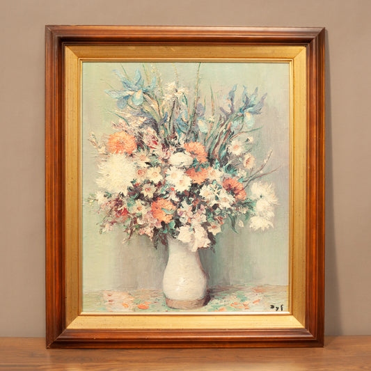 Висококачествена репродукция „Bouquet de fleurs“ от Марсел Диф (Marcel Dyf Bouquet de fleurs Print) – Голяма рамкирана картина – Full Frontal View