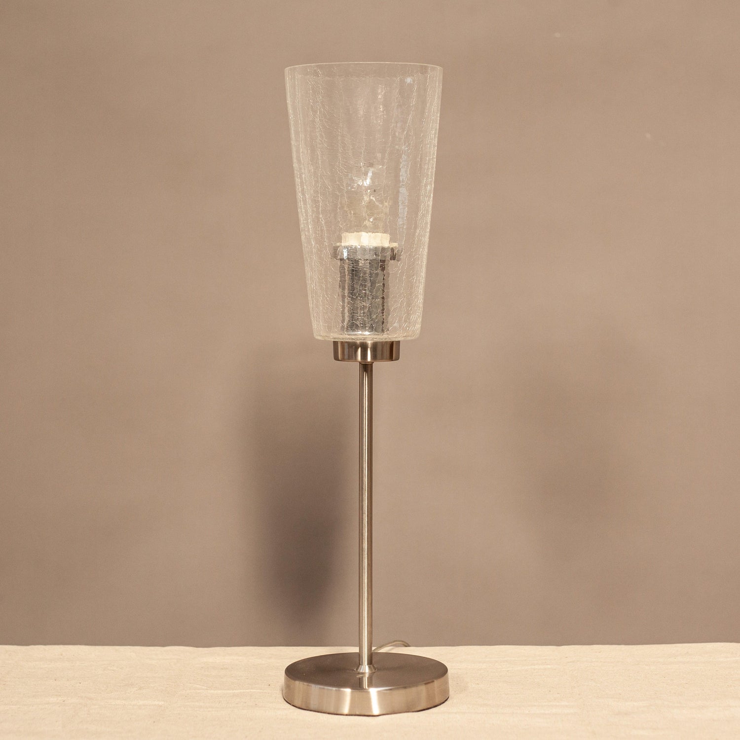 Модерен дизайнерски лампион с органичен стъклен абажур (Modern Designer Floor Lamp with Organic Glass Shade) – Матиран никел – Single Product Shot