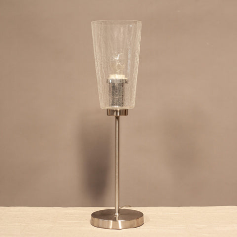 Модерен дизайнерски лампион с органичен стъклен абажур (Modern Designer Floor Lamp with Organic Glass Shade) – Матиран никел – Single Product Shot