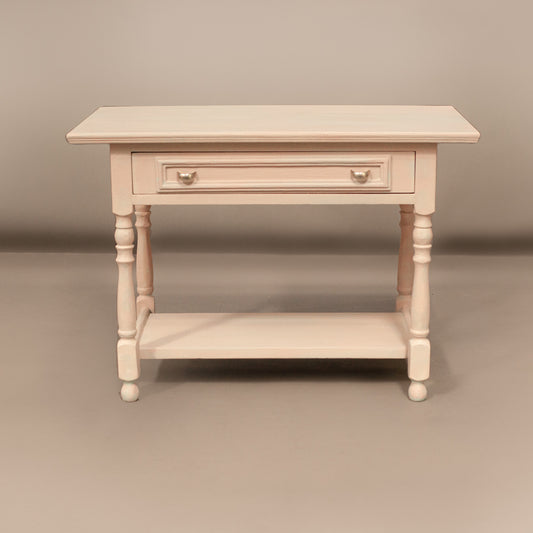 Реновирана винтидж масичка в розово и мента (Refurbished Vintage Side Table in Pink and Mint) – Пастелен дизайн – Front View