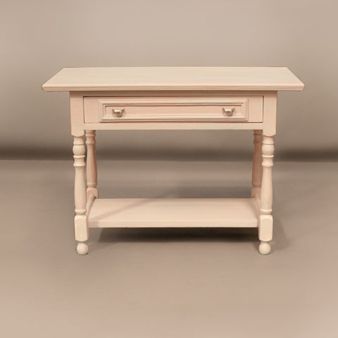 Реновирана винтидж масичка в розово и мента (Refurbished Vintage Side Table in Pink and Mint) – Пастелен дизайн – Front View