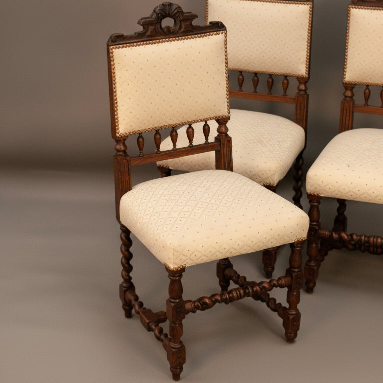 Ренесансов трапезен стол с крака тип балюстрада (Renaissance Dining Chair with Baluster Legs) – Масивен дъб и орех – Full Profile