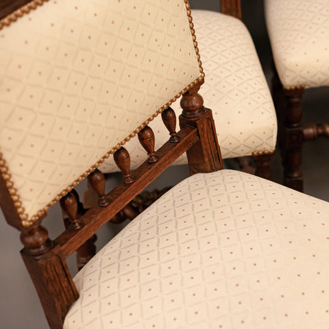 Единствен антикварен бароков стол от края на 19-ти век (Single Antique Baroque Style Armless Chair) – Орехова дървесина – Single Product View