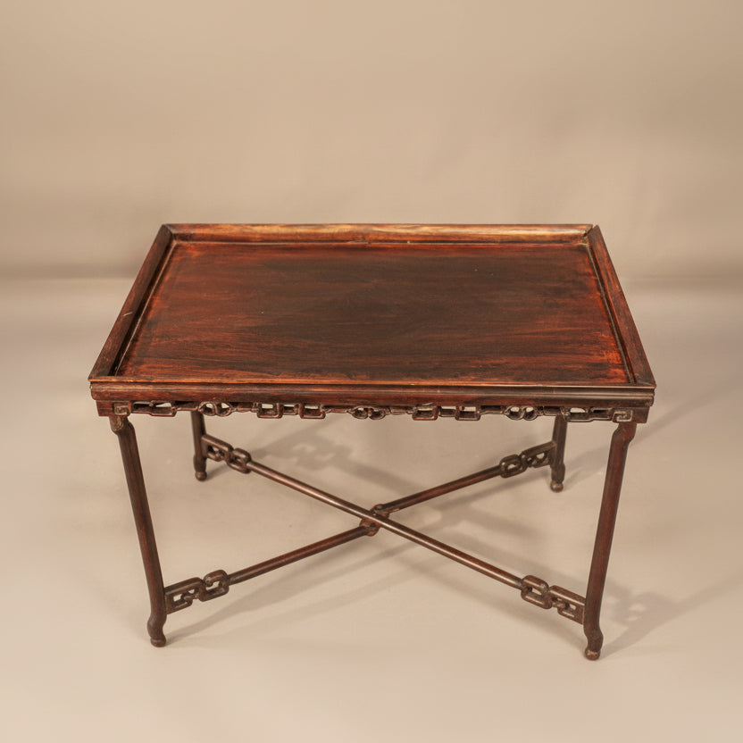 Плот от масивно розово дърво с естествен фладер (Solid Rosewood Tabletop Detail) – Класически китайски дизайн – Top Down View