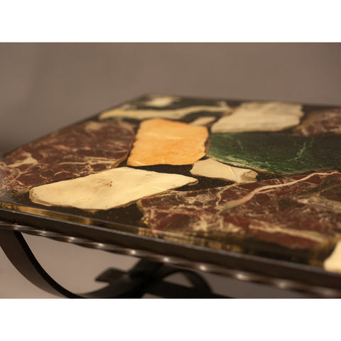 Винтидж мраморна маса за луксозен интериор (Vintage Marble Table for Luxury Interior) – Тежка метална конструкция – Angle View